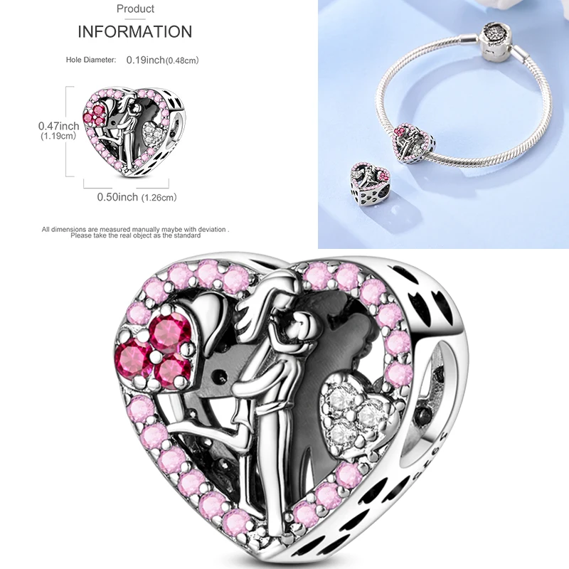 925 Sterling Silber Charm Herz Elefant Baum Reise-Perlenanhänger Passend für Europäische Armbänder DIY Damenschmuck Geschenk 2026 – Detail 32