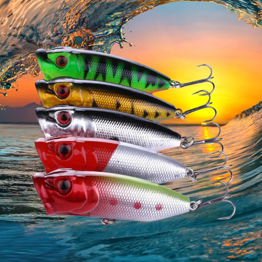 

5 шт., рыболовные приманки-поппер, 6,5 см, 11 г, воблеры, воблеры, аксессуары для ловли карпа, инструменты для форели, окуня