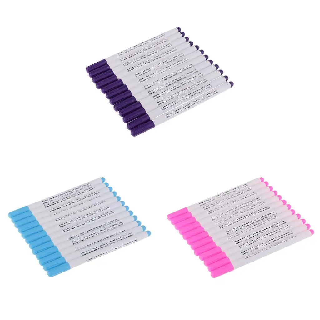 

12 Pieces Erasable Pen Water Soluble Pen Vanishing Marker Tailor Fabric Marking