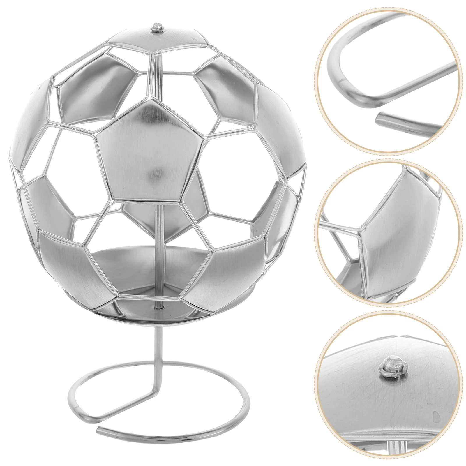 

Stainless Steel Football Pen Holder Desktop Storage Bucket Metal Soccer Ball Display Case Pen Cup Stand Desk Trinkets Novelty