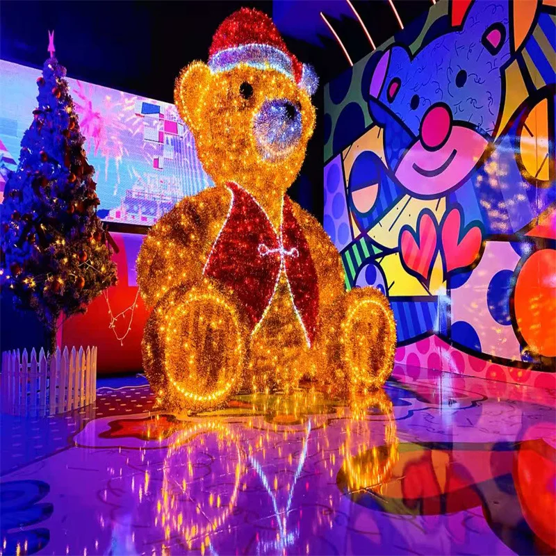 Outdoor large floor-to-ceiling ornament bear shopping mall square Christmas creative decoration