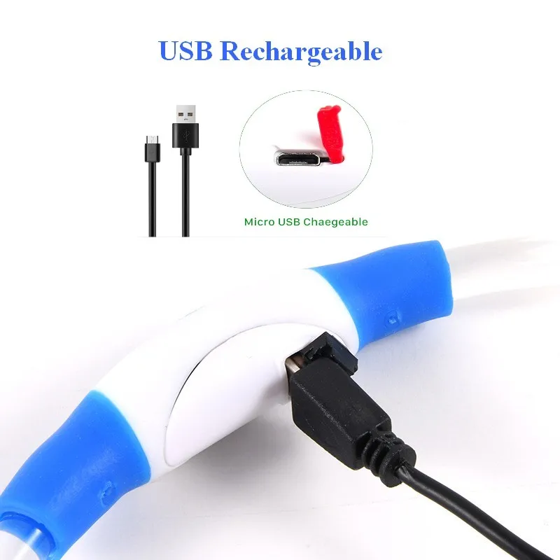 LED Dog Collar Rechargeable 3 Working Mode More Lighter Softer Max 70cm Night Safety Flashing Glow Collar Anti Lost view 3