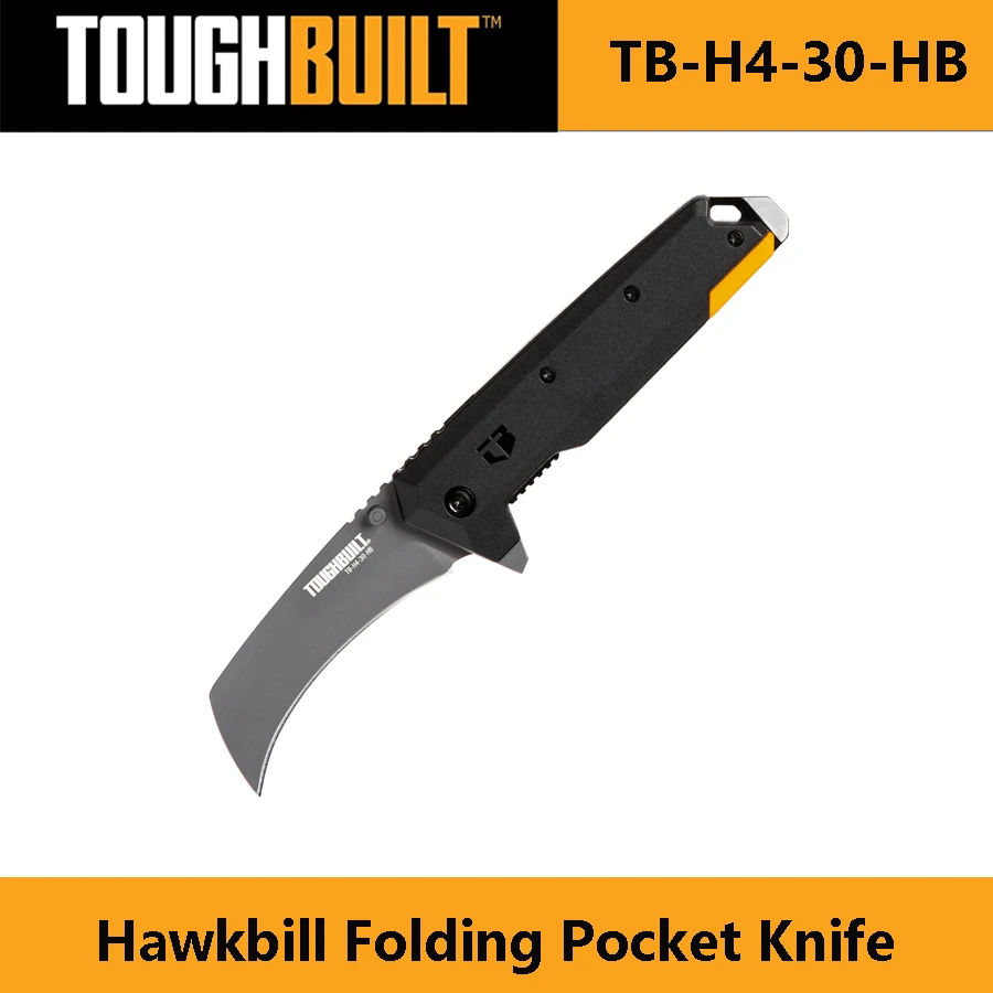 TOUGHBUILT TB-H4-30-HB Hawkbill Folding Knife 3.25-in Stainless Steel Pocket Knife Multifunction Portable Outdoor Knife