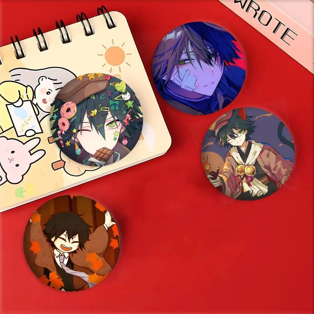 Anime B-Bungo Stray Dogs Edogawa Ranpo Badges Round Laser Badge Cartoon Brooch Clothes Backpack Accessories Lapel