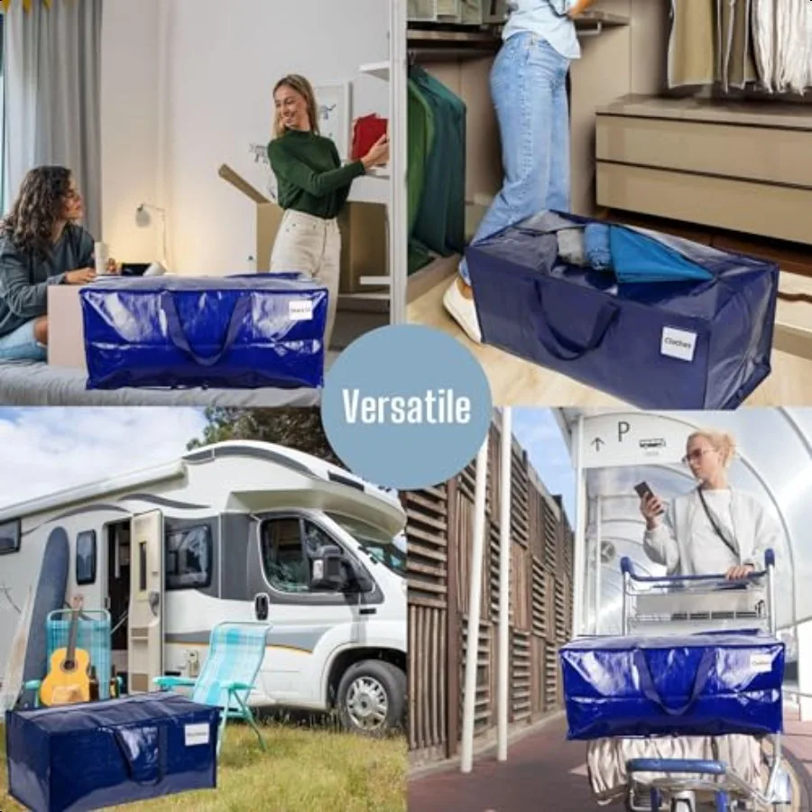 6 pacotes de sacos móveis com alças para mochila, caixas móveis resistentes, embalagem alternativa, grandes sacolas de armazenamento para entrada de dormitório