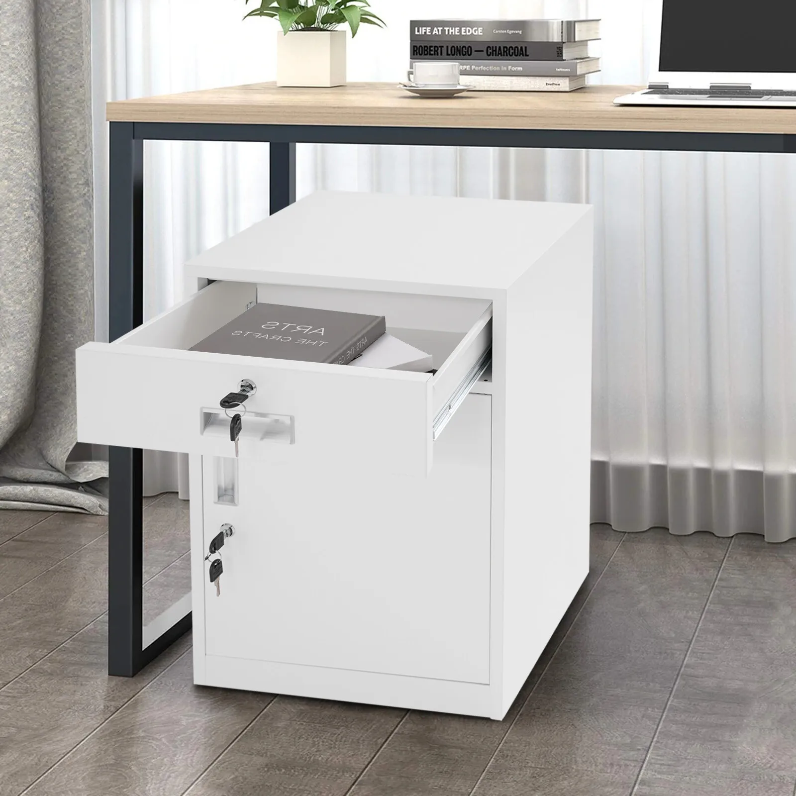 Storage Cabinet with Lock, under Desk Office Cabinet, Vertical File Cabinet