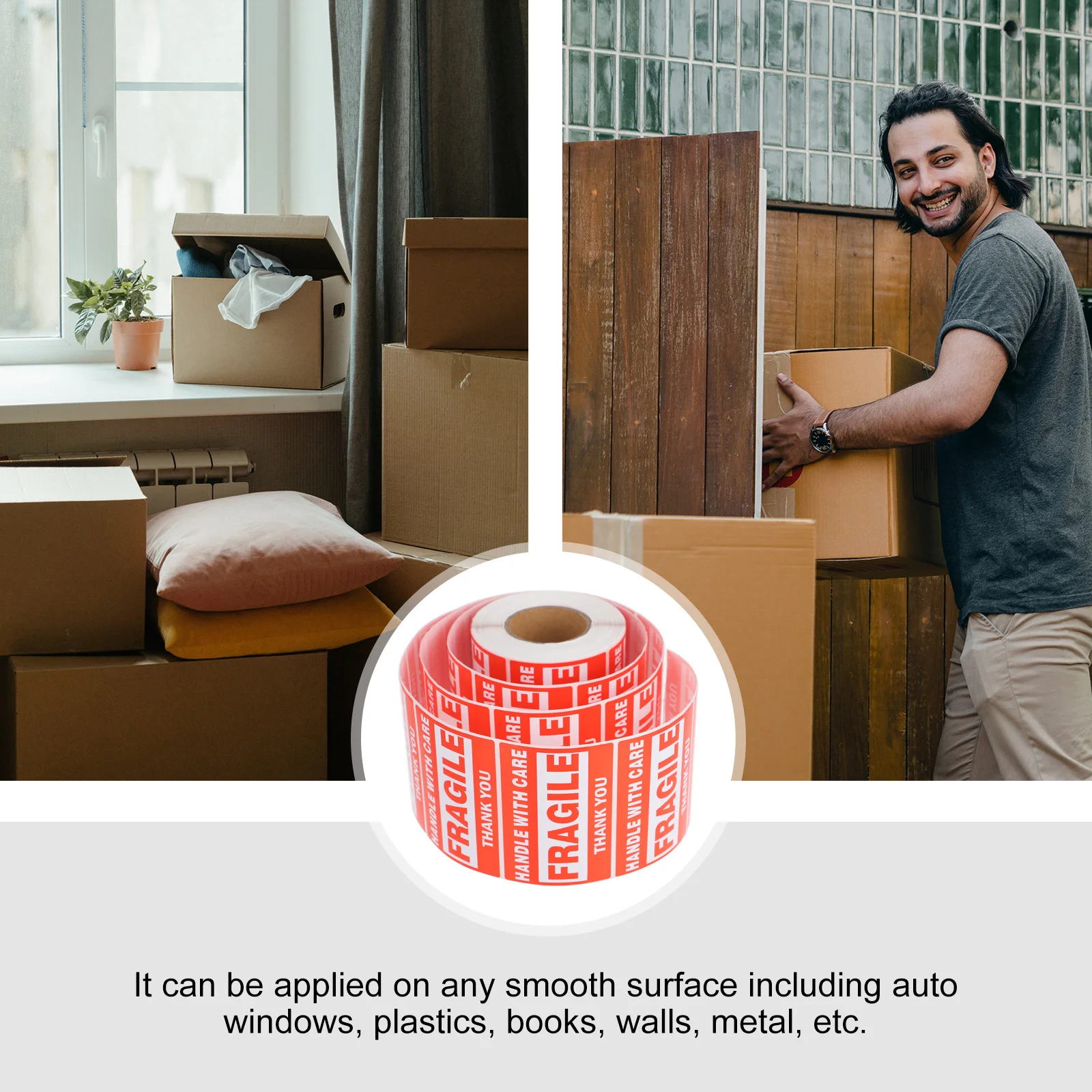 

1pcs 1 Roll Fragile Warning Stickers Handle With Care Shipping Labels Adhesive Seal Labels For Boxes Bags Plastic Metal