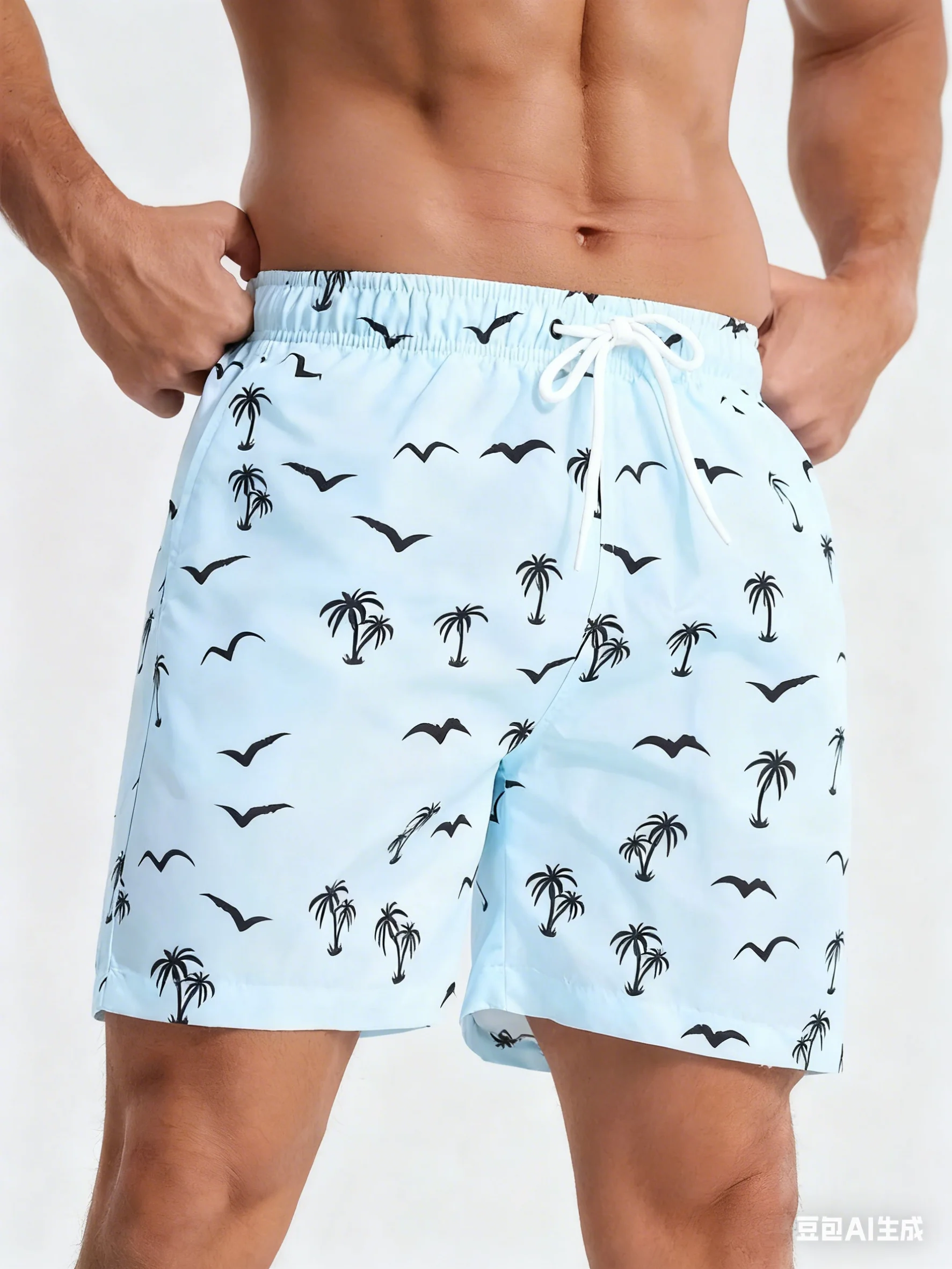 Nuevos pantalones cortos de surf para hombre, bañadores, traje de baño con cordón de secado rápido, pantalones cortos de playa hawaianos informales, pantalones cortos de moda para nadar