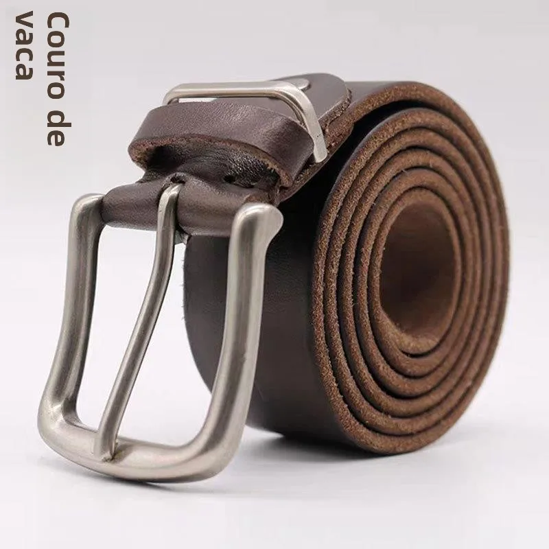 純粋な牛革メンズベルトヴィンテージ単層バックル本革ウエストベルト若い学生や大人のためのファッションアクセサリー