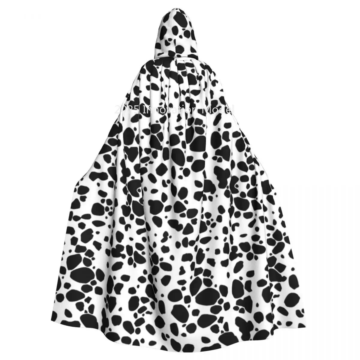 

2025 New Dalmatian Dog Print Long Hooded Cloak Witch Medieval Costume Cosplay Cape HalloweenParty Adult Unisex