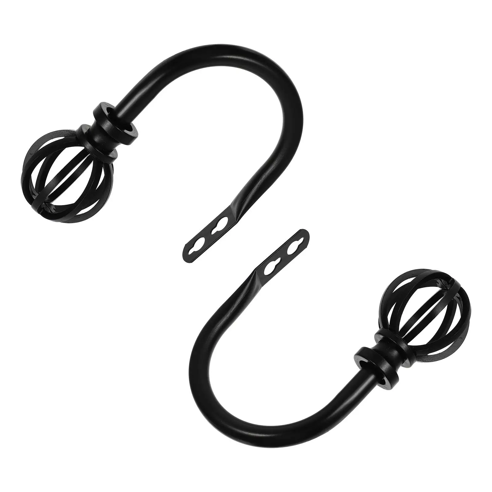 

2 Pcs Curtain Hooks Retro Holdbacks Black Ties Decorative Wall Mounted Tiebacks Heavy Duty Iron Simple Shape Bedroom Bathroom
