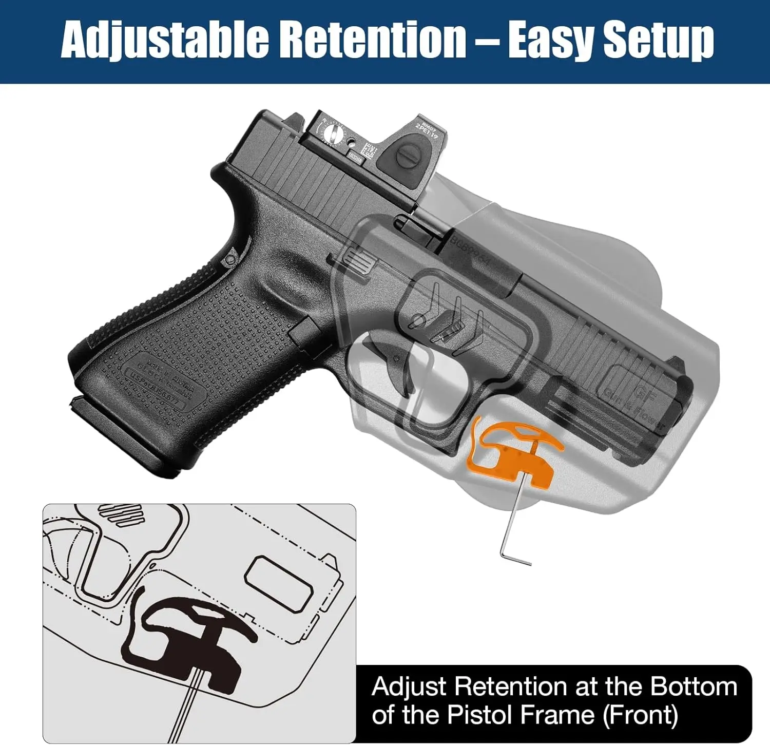 Funda OWB Glock G19 G26 G45 – Retención nivel II mano derecha - imagen 2