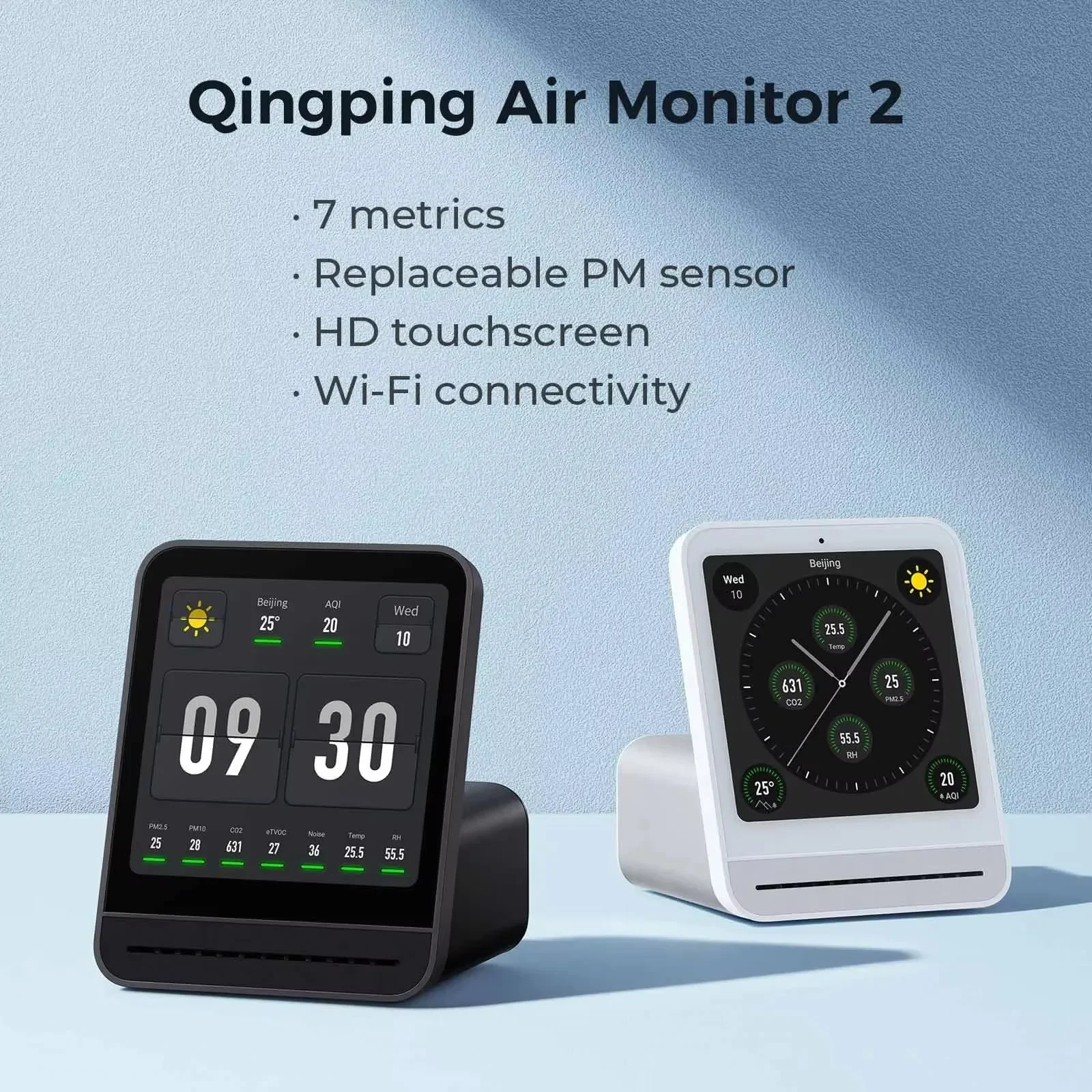 Qingping Air Detector 2 Smart Home Touch Screen Control Temperature Humidity Sensor CO2 PM2.5 Quality Monitor Support  Mijia App