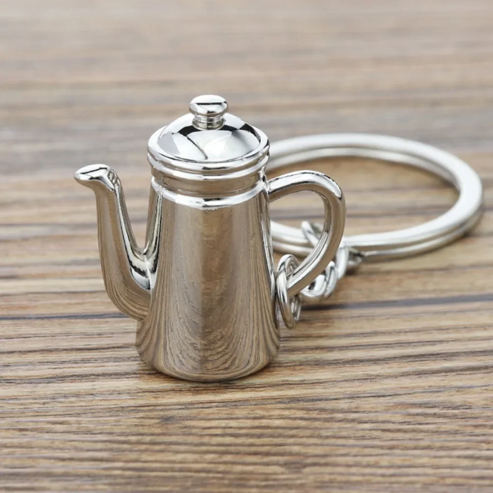 Pitcher 3D Creative Coffee Keychain Cute Mini Creative Barista Coffee Keychain Metal Accessories Moka Pitcher Keyring Girl Gift