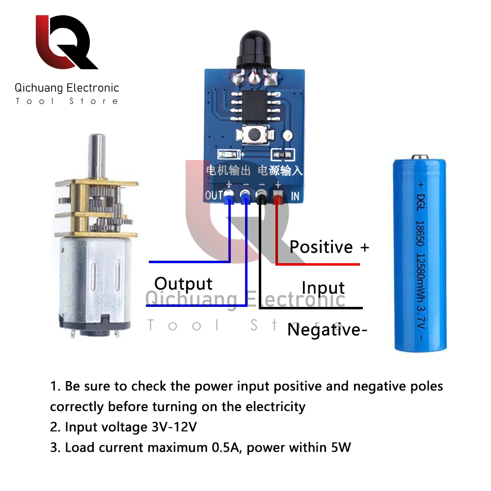 Controle remoto sem fio DC Motor Speed Controller, Forward Reverse, PWM Regulamento de velocidade, Escurecimento Módulo, DC 3-12V, 0.5A