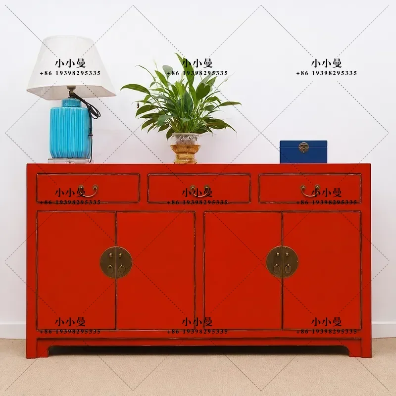for New Chinese Style Solid Wood Dining Side Cabinet Locker Antique Retro Living Room Decoration Cabinet Neoclassical Shoe