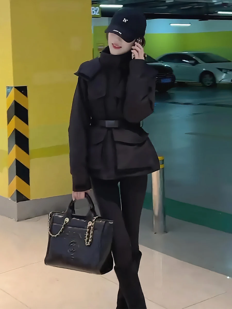 Parka da donna Sle Du down Jaet Cappotto invernale estremamente resistente al freddo Thiened Commute Sle con cappuccio Lunghezza regolare