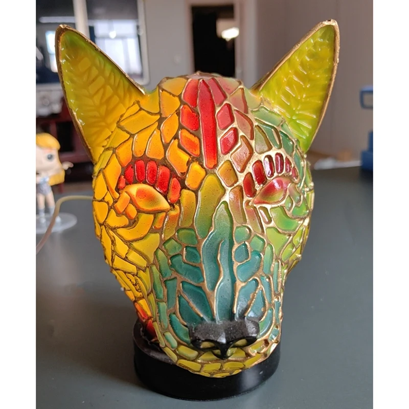 15Cm Resin Stained Glass Table Lamp-Animal Series, Used For Home Decoration.