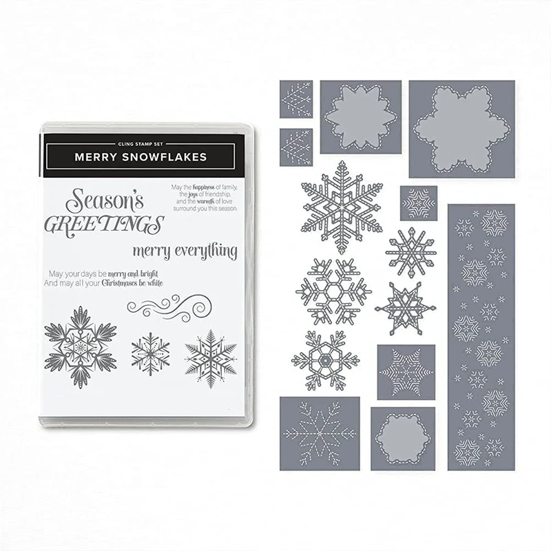 

Christmas Snowflake Clear Stamps Cutting Dies For DIY Scrapbooking Cards Photo Album Paper Card Craft Supplies