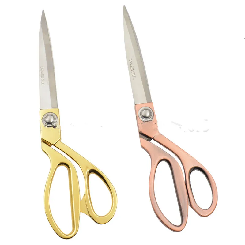 Stainless Steel Tailor Sewing Scissors, Golden Handle, Sharp Blade, Fabric Craft Cutting, Textile Clothes Shears, 8