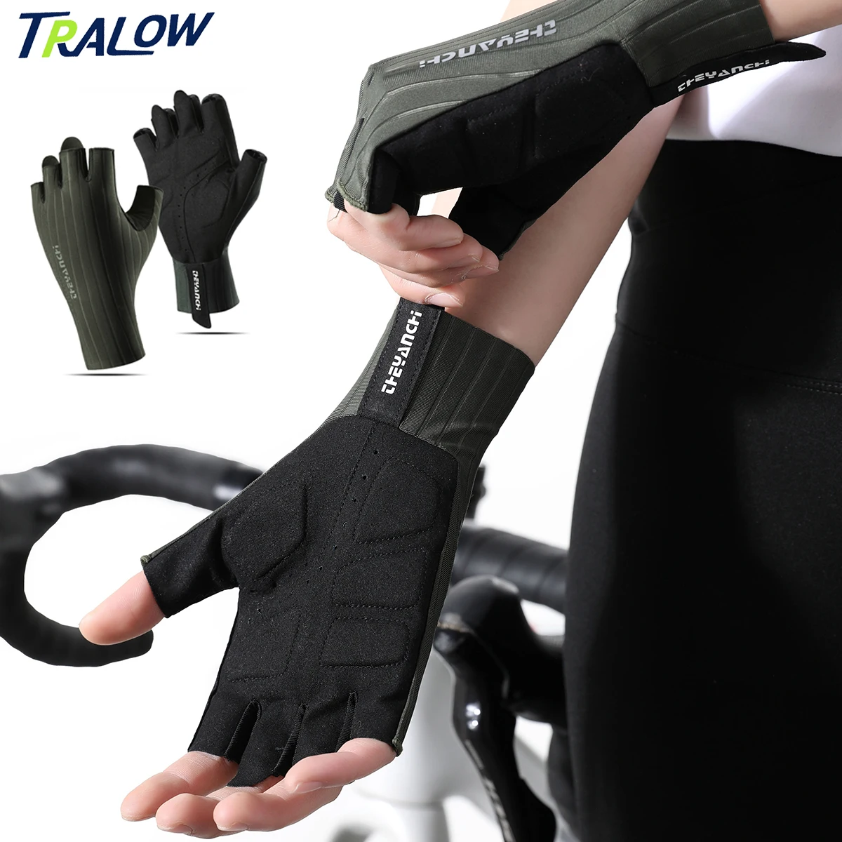 

TRALOW Breathable Shock-Absorbing Half-Finger Cycling Gloves-Unisex Padded Anti-Slip MTB/Road Bike Gloves for Fitness,Sport,Race