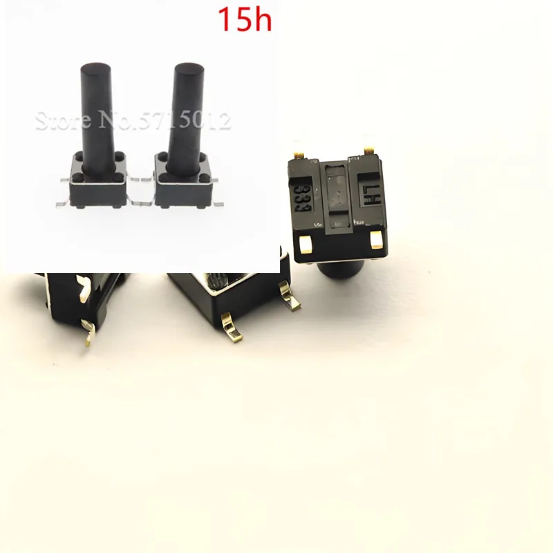 300pcs/lot 6*6*15MM SMD 4pin Copper feet high temperature resistant tact switch Touch Key Micro Switch Black
