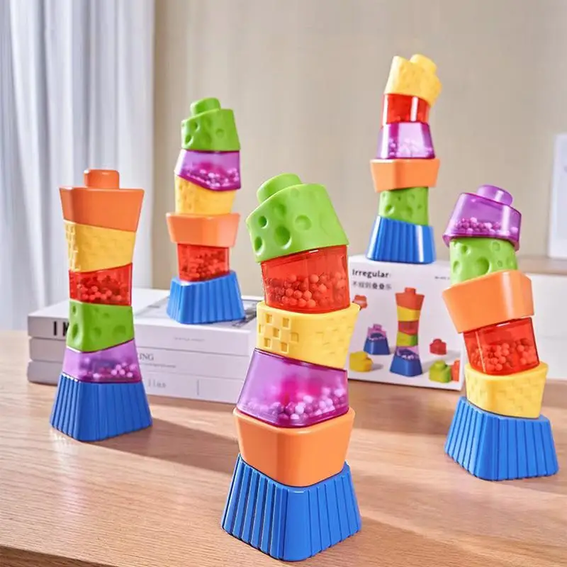 

Stacking Block Toys Irregular Colorful Shape Sensory Building Toy Early Educational Toys Stacking Tower Balance Activity Toy