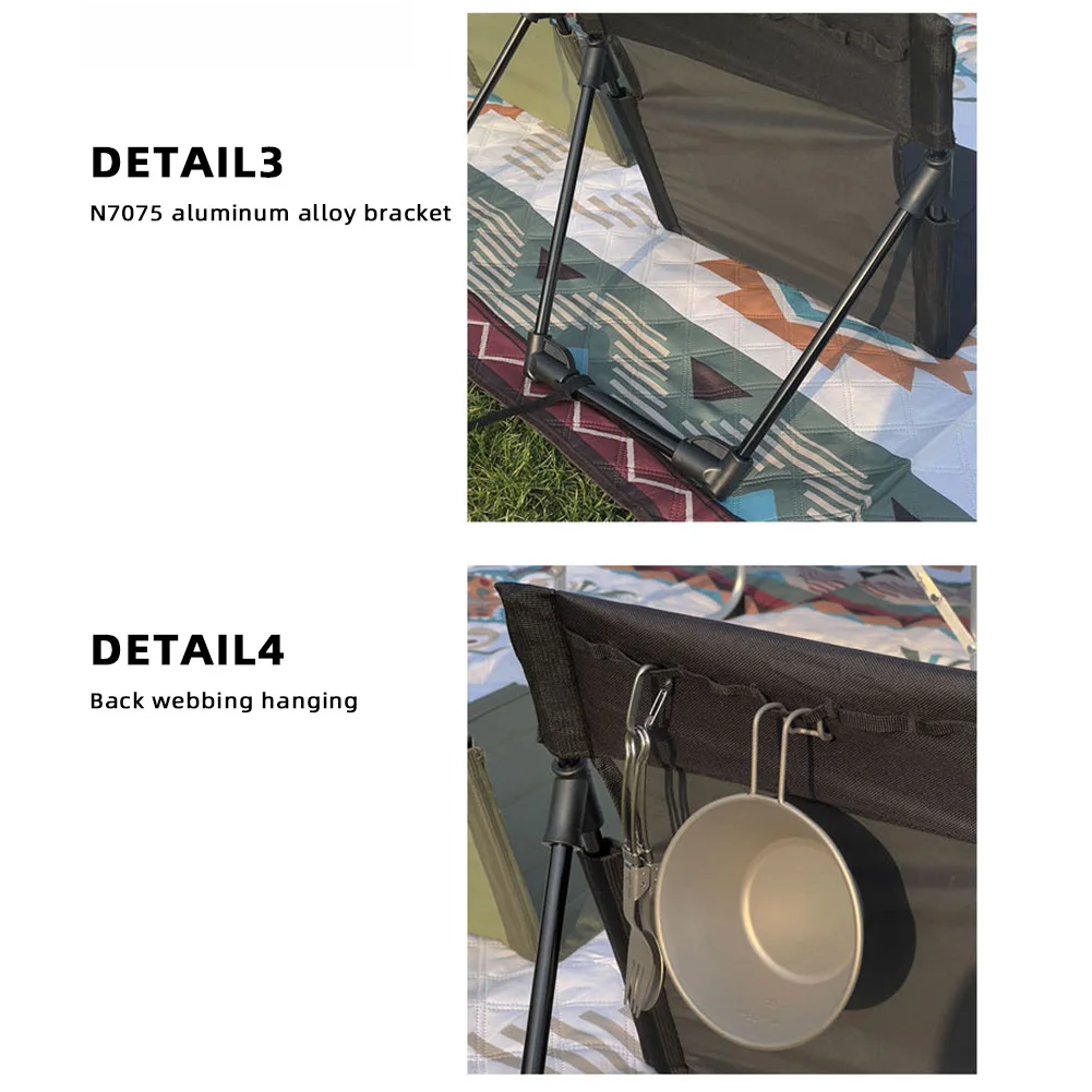 Portable Foldable Camping Chair Camping Folding Back Chair Backrest Seat Oxford Cloth Beach Chair for Picnic Indoor Outdoor