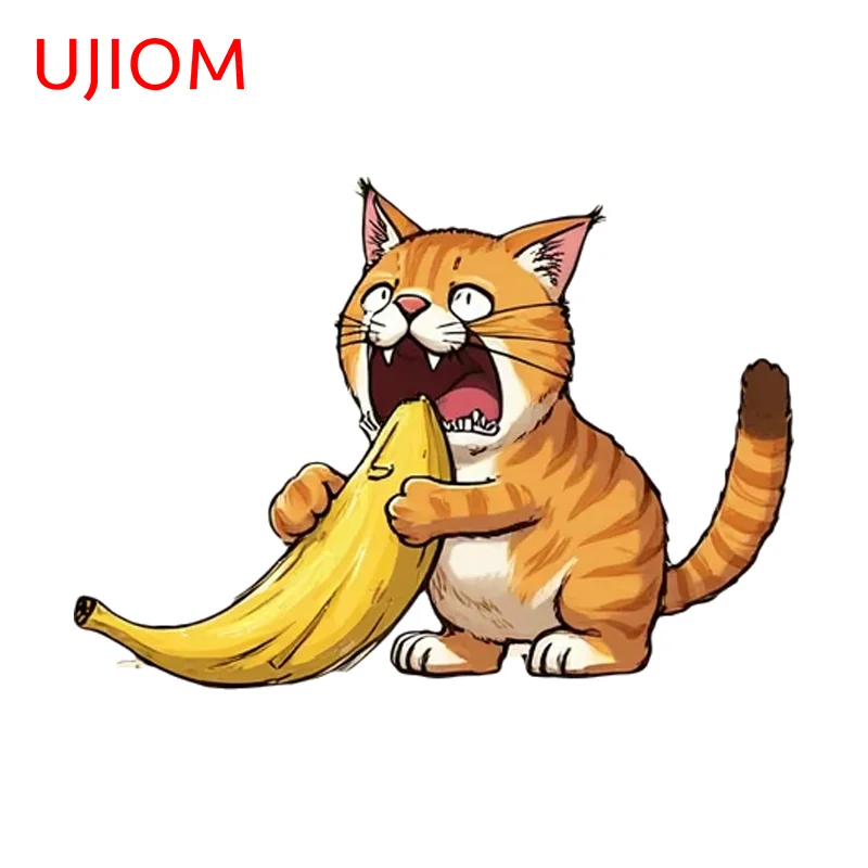 UJIOM Attractive Cat Eat Banana Wall Sticker Chic Advance Guard Waterproof Naughty Edgy Decal Adhesive Computer Case Decor