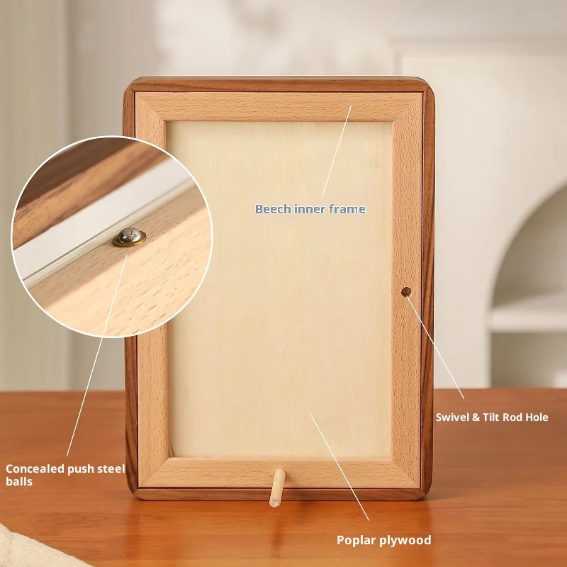 Premium Solid Wood Walnut Round Corner Photo Frame Stylish Tabletop Couple Picture Frame High-Quality Display Frame Home Decor