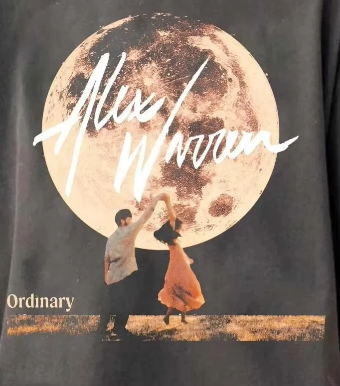 Alex Warren album T-shirt charcoal gray music T-shirt Summer Men's and Women's Loose and Breathable T-shirt Top