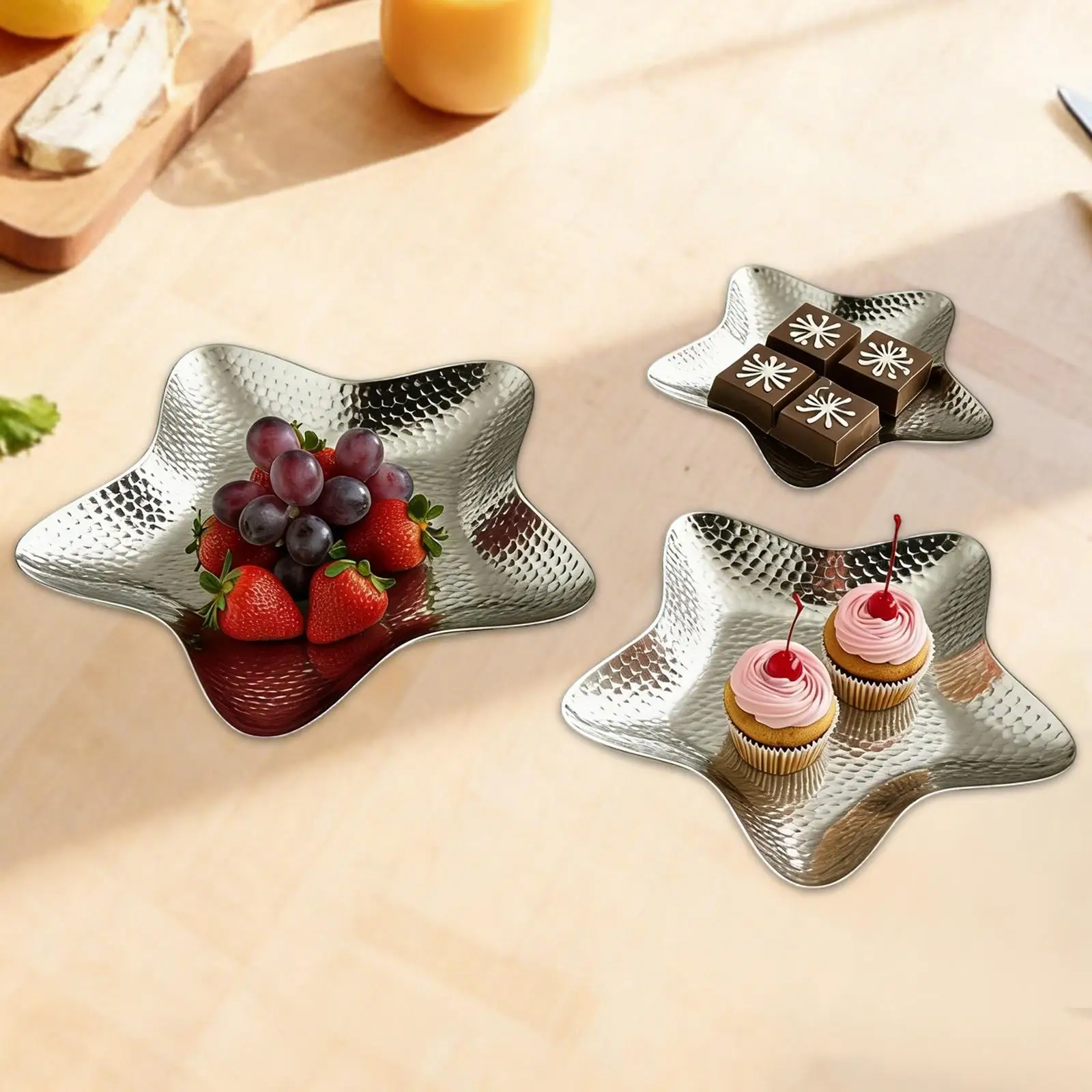 

Набор тарелок-подносов «Звездное блюдо»: Элегантные железные десертные тарелки для украшения стола на Рамадан и праздничных мероприятий