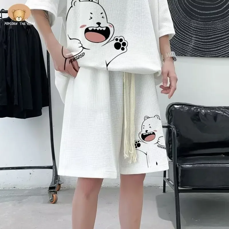 T-shirt et short pour hommes, ensemble de sport de grande taille 4XL, mode de rue japonaise, ensemble deux pièces, rétro, nouveau, col, vêtements de