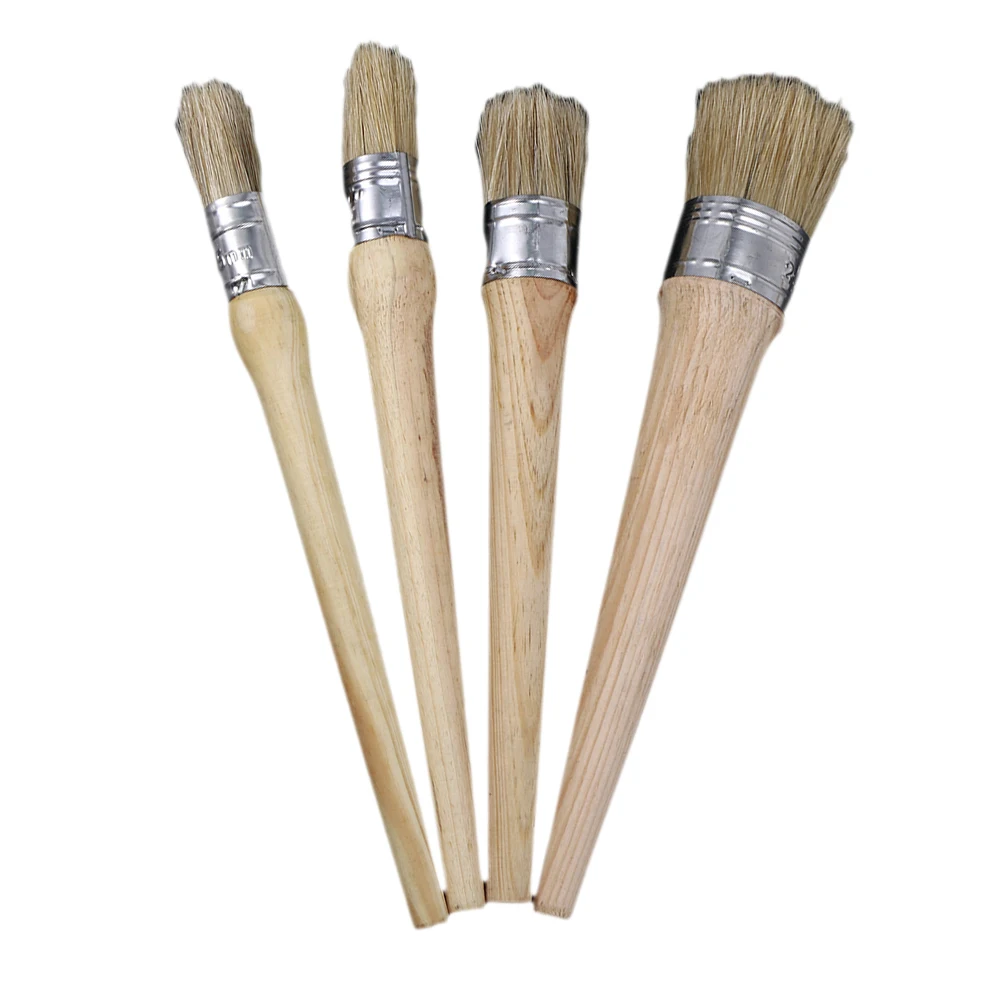 

4 PCS Major Round Paint Brush Chalk Wooden Stain Stencil Brushes Painting Walls