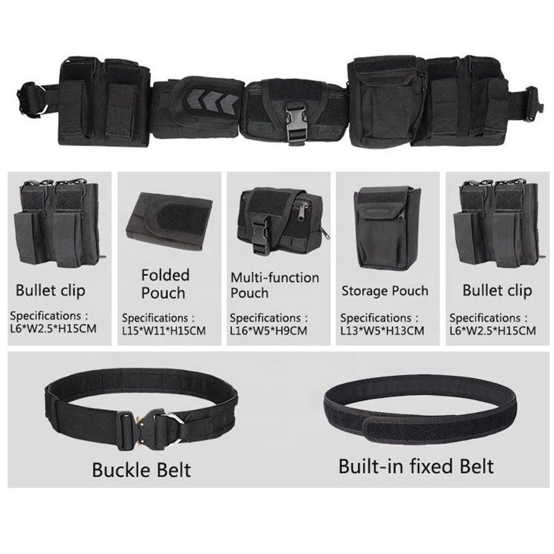 YAKEDA Tactical Waist Bag CS Combat Molle Airsoft Belts 6 in 1 Storage Bag Hiking Pouch Padded Belt Hunting Accessories