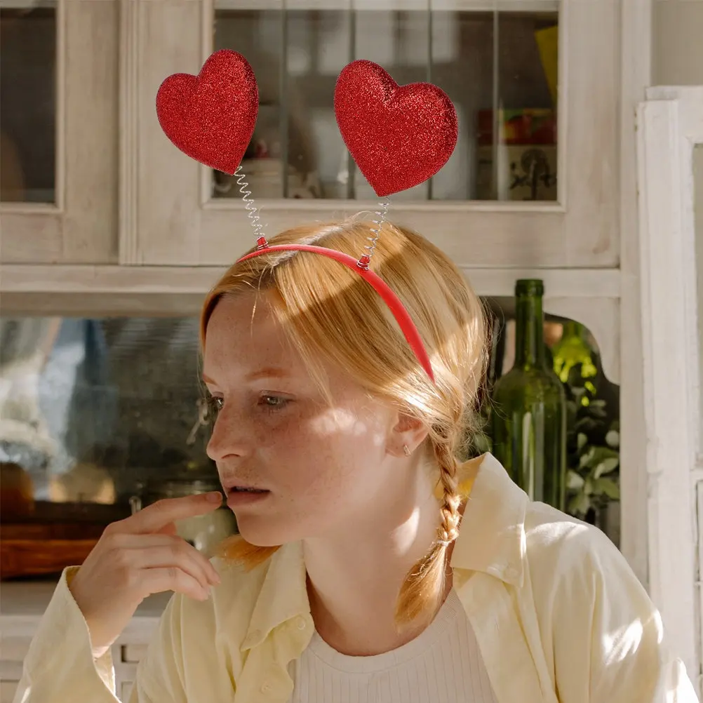 

6 шт. повязок для волос в форме сердца, ярко-красные, для вечеринки ко Дню святого Валентина, милый головной убор, женский аксессуар для волос, праздничные принадлежности
