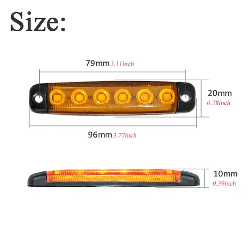 Imagen 2 del producto Luces LED de posición lateral para coche, luces externas de advertencia de 24V, señal de freno para camión, remolque, camión y autobús, 10 piezas