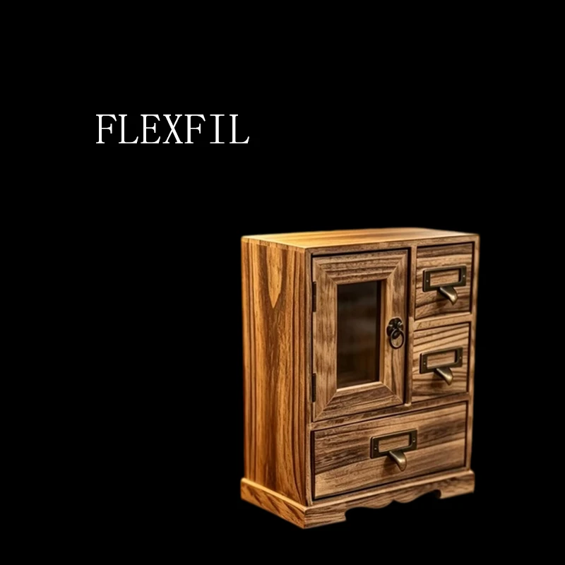 FLEXFIL Jewelry Storage Box Vintage Handmade Square original Wood Accessories Gift Box Furniture Bedroom Tabletop Storage Box