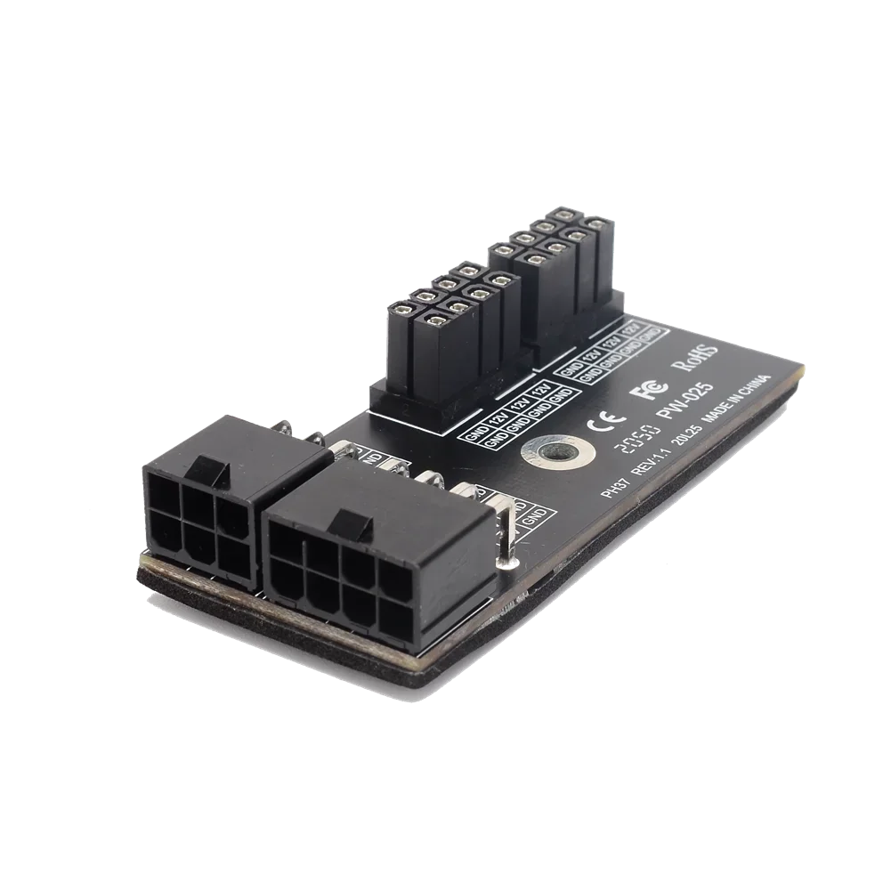 Adaptador doble ATX de 8 pines hembra a 6 + 8 pines macho en ángulo de 180 grados para GPU de tarjeta gráfica NVIDIA
