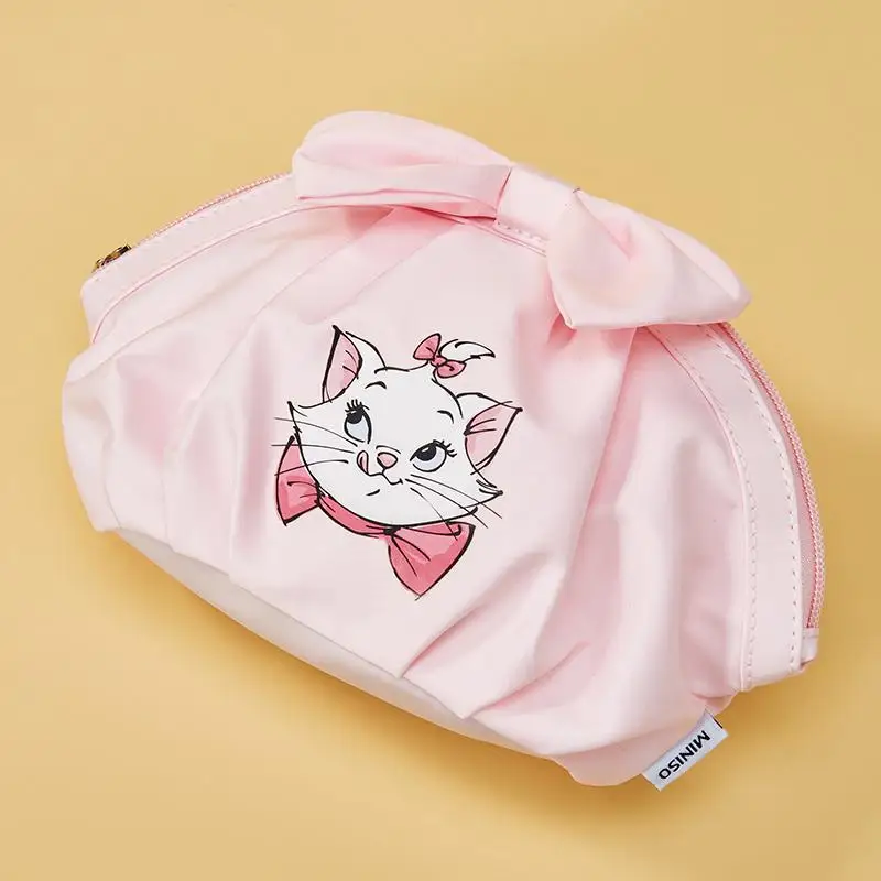 MINISO Kawaii Disney Marie Cat Shell Shape Girls Cosmetic Bag Anime The Aristocats Small Storage Bags pochette da viaggio borse