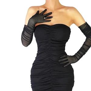 Transparente sexy Frauenhandschuhe, Tulle Mesh, Extra Long, Opera, Halloween, Fantasie, Party, Tanz 6 Hauptverkäufe Tulle Handschuh - №3