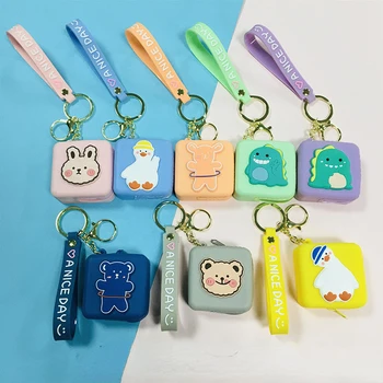 어린이용 자동차 키 케이스, 실리콘 동전 지갑, 공룡 곰 키 체인, 여성용 미니 지퍼 동전 주머니 가방, 핸드백 장식
