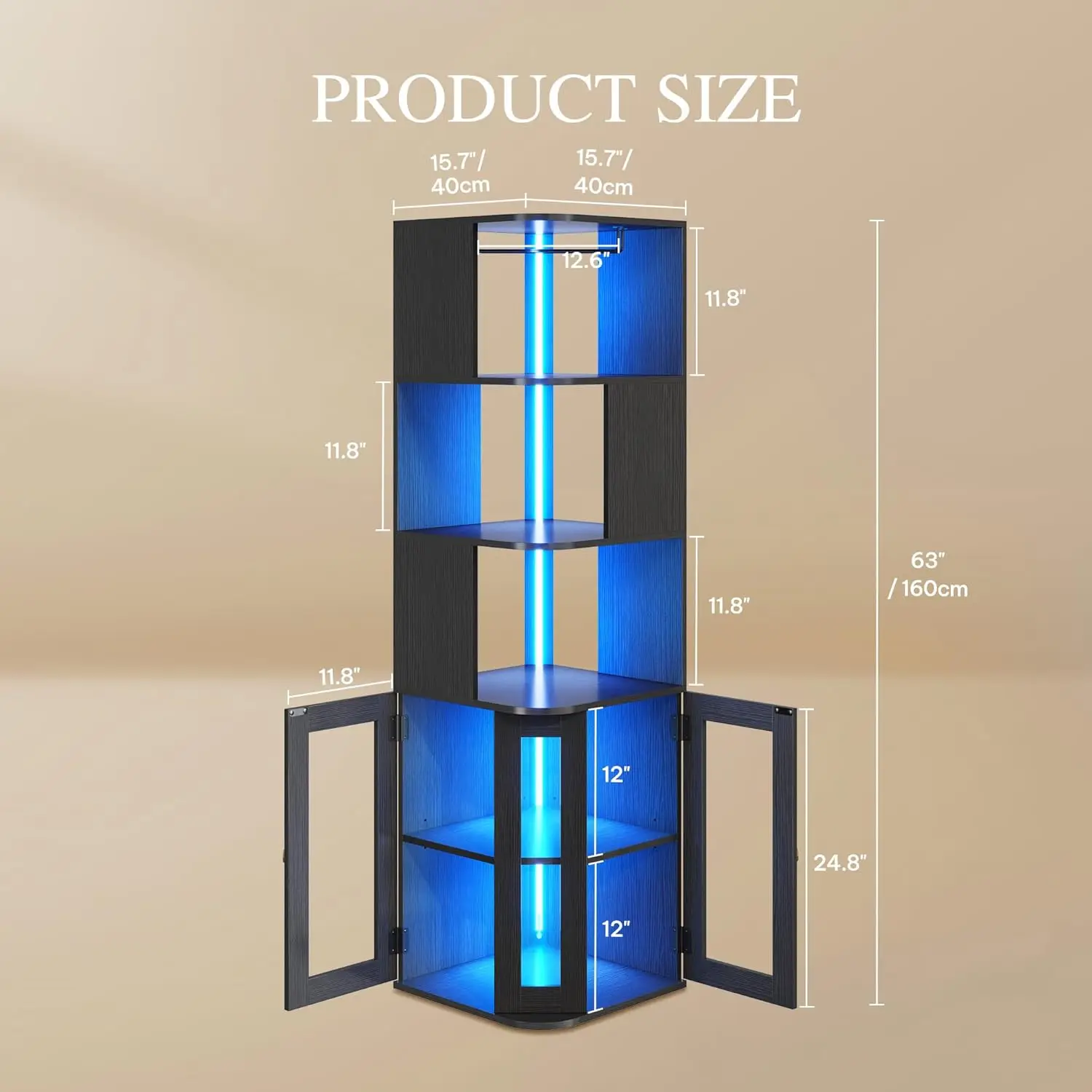 Armoire à vin d'angle avec lumières LED et support en verre, armoire de bar d'angle avec porte en verre trempé et étagères réglables, barre d'alcool