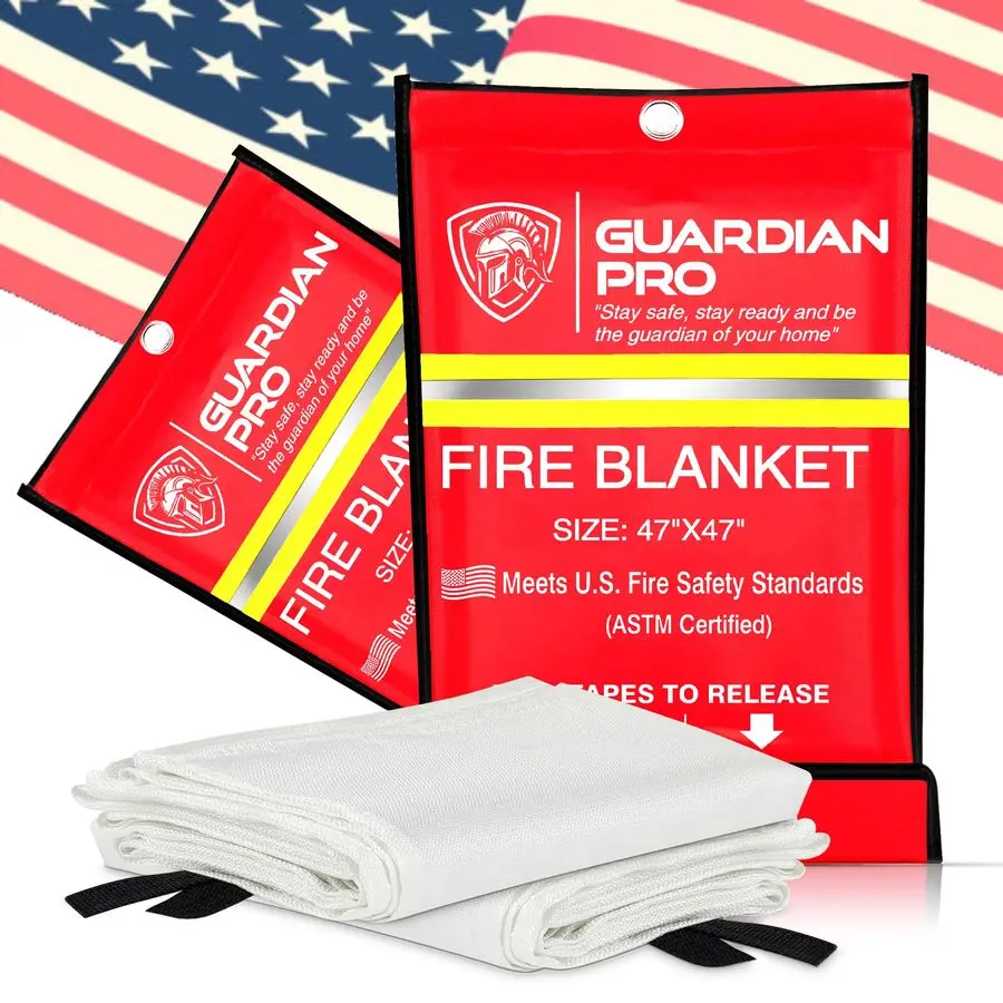 Пожарное одеяло для дома и кухни 47x47 Must Have Fire Protection Пожарная защита Подавление из стекловолокна Пожарные одеяла для дома Кемпинг Ca