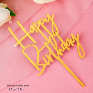 Acrylhartung Happy Birthday Topper Kuchen, Toper Cupcake, Goldener Spiegel, Kindergeburtstagsfeier, Dessertdekorationen, Babyparty, 10pcs 12 Hauptverkaufskuchen - №12