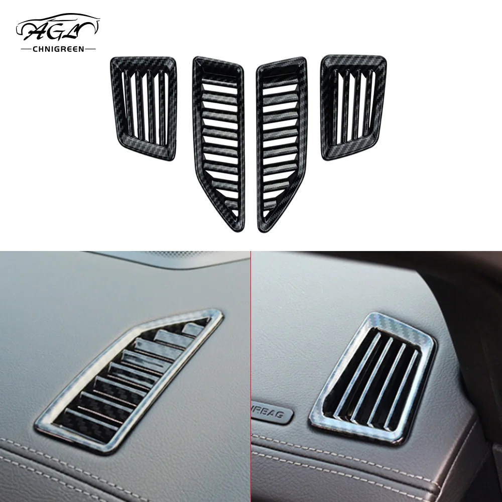 For Ford Ranger T6 T7 T8 Everest Endeavour 2015 - 2020 4pcs Carbon Fiber Color Air Conditioner Dashboard Vent Cover