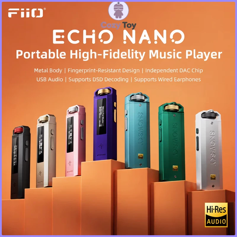 FiiO SnowSky ECHO NANO Portable HiFi Music Player Keychain Size DSD256 Lossless Audio Retro Walkman Commute Travel Fans