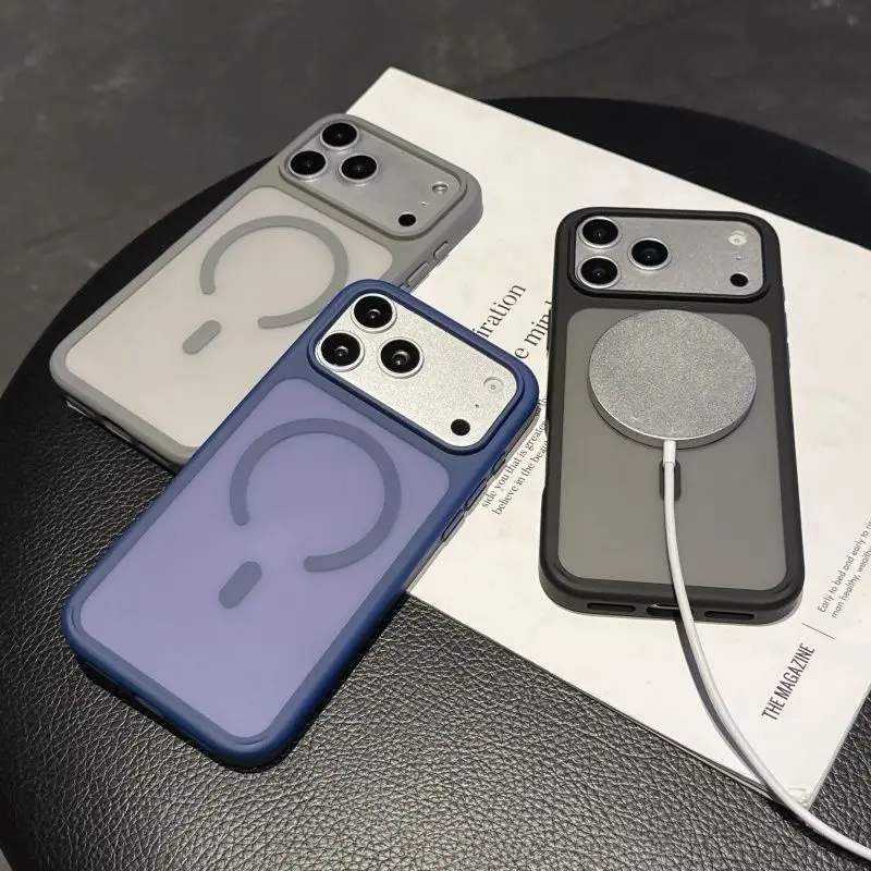 Magnetische Hülle für iPhone 17 Pro Max 13 12 14 15 16 Plus Magsafe Big View Window stoßfeste kabellose Aufladung mattierte Hautabdeckung