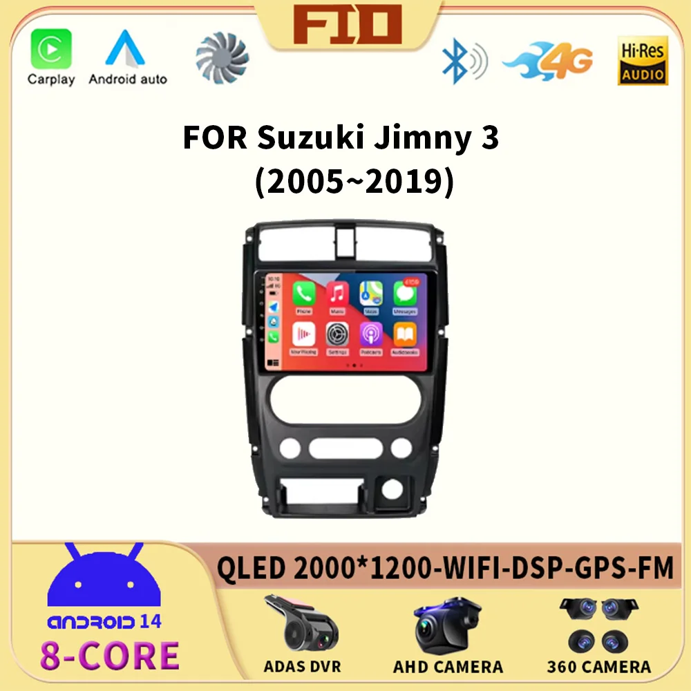 

Android 14 Carplay Car Radio For Suzuki Jimny 3 2005 - 2019 Navigation GPS Multimedia Player WiFi+4G stereo 2 DIN BT 360 camera