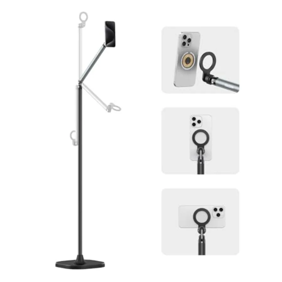 

Напольная подставка для планшета с магнитной регулировкой до 57 градусов для прямых трансляций, видеозвонков, записи, с утяжеленным основанием до 3,5 кг, устойчивая и надежная